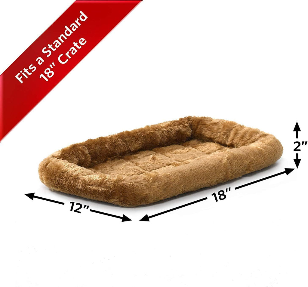 QuietTime XXS Dog Bed – Cinnamon Faux Fur Bolster, Ultra-Soft and Machine Washable, Fits 18-Inch Crates and Carriers, for Small Dogs and Cats